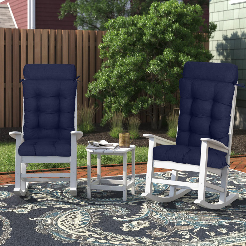  Tufted Rocking Chair Cushion, Set of 2, Dark Blue
