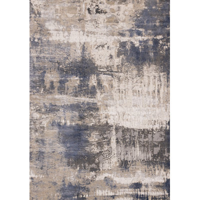 Tapis bleu / beige Trinesha