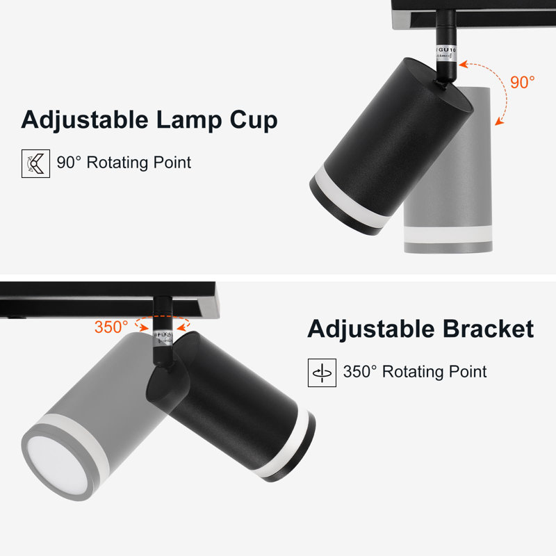27.5" 6 -Light Track Lighting Kit,lexibly Rotatable GU10 Light Heads