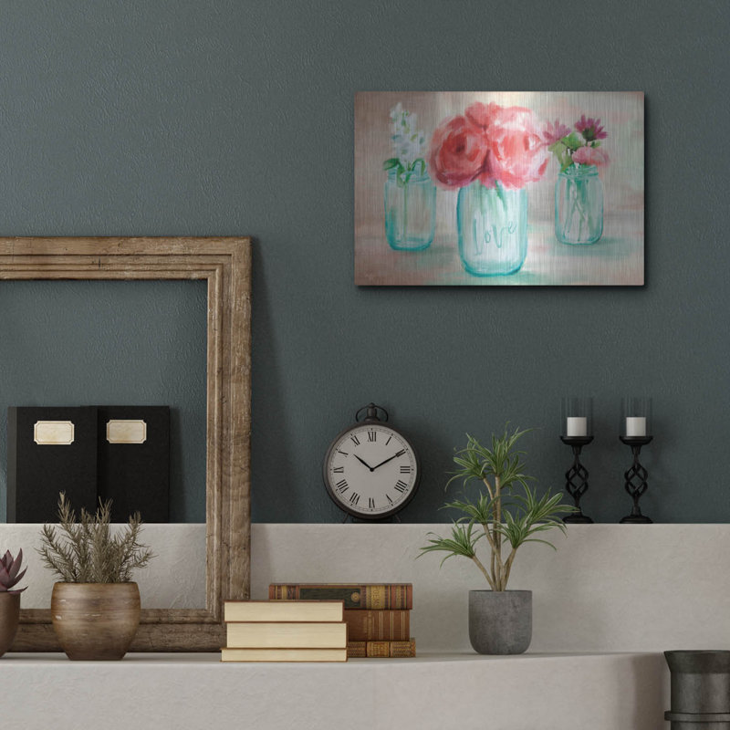  «Floral Trio» par Mollie B., art mural en métal, 16 po x 12 po, H 12 po x l 16 po