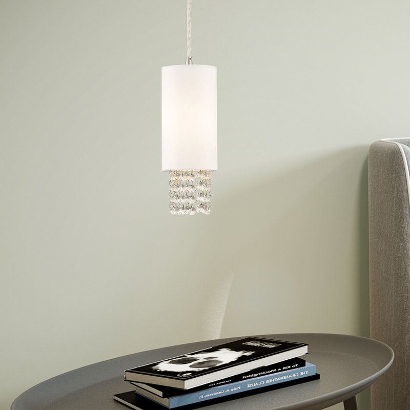 Luminaire suspendu cylindrique unique à 1 lumière avec accents de cristal Claudelle