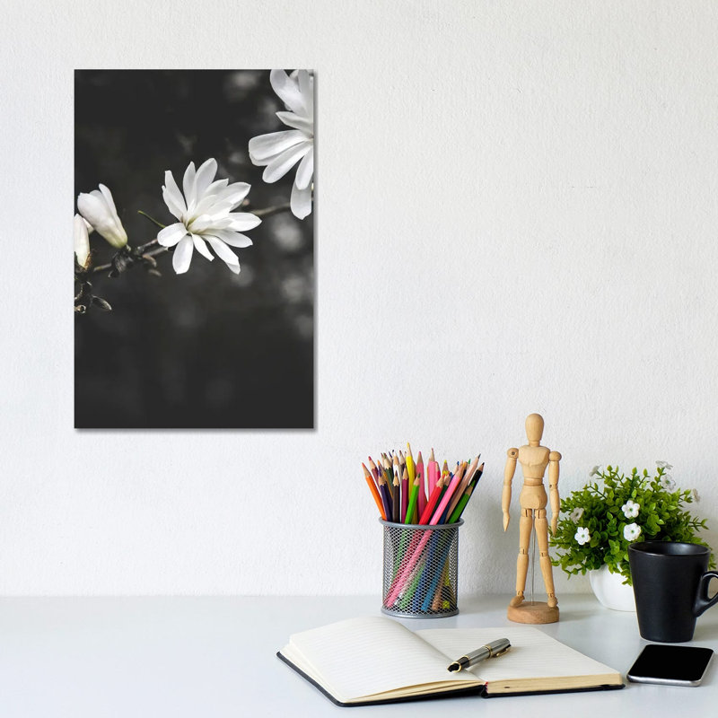 White Flowers by Design Fabrikken - Wrapped Canvas Painting, 20.32 cm H x 30.48 cm W