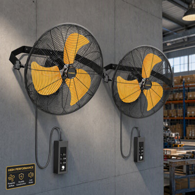Ventilateur mural Cammoo de 18 pouces, réglage de l'inclinaison à 360 °, ventilateur mural industriel industriel à 3 vitesses Ip44 pour serre, garage, atelier, entrepôt, patio couvert