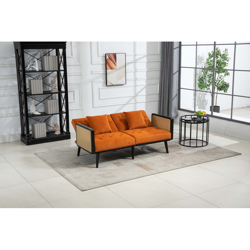 Canapé avec causeuse Accent, Velours orange