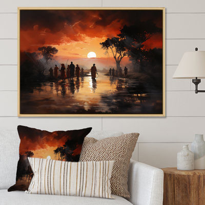 Paysage africain obscur sur toile