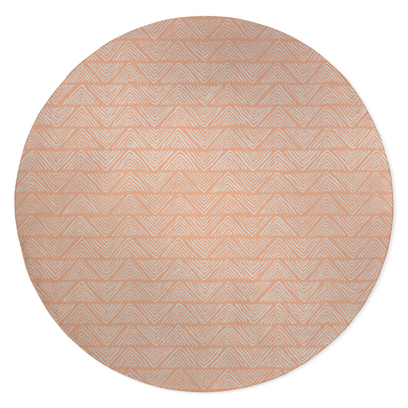 Chev Wave Stripe Non-Slip Outdoor Rug, Round 5'