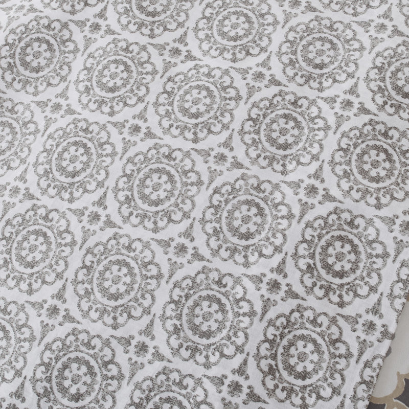 Taupe Full Microfiber Floral Motif Comforter Set