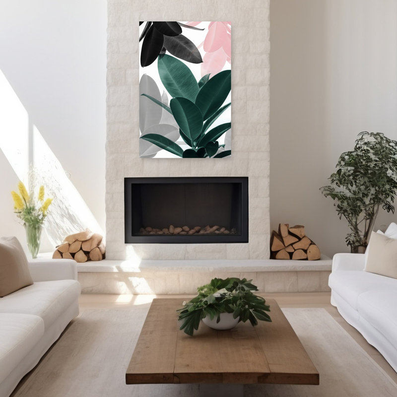 «Leaf Play», art mural contemporain abstrait, 48" H x 32" W