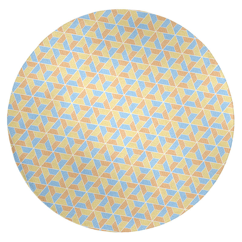 Chenille Geometric Indoor Rug, Round 5'