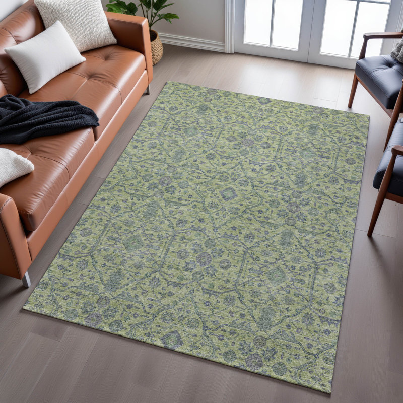Premium Machine Washable Ducote AMF1131 Global Rug, Rectangle 3 pi x 5 pi