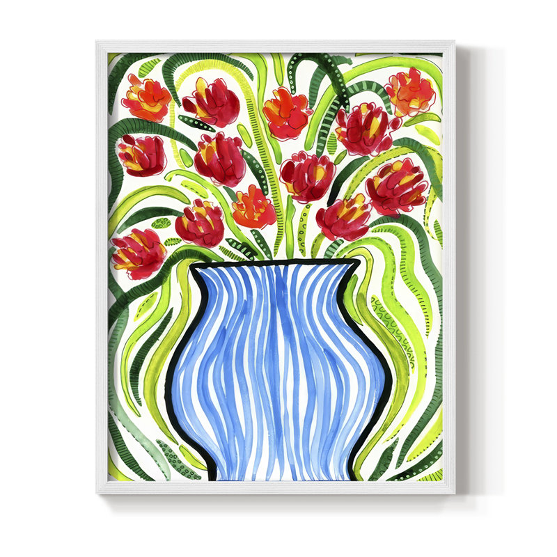 «Adventure Floral II», reproduction encadrée - bois massif, H 11 po x l 9 po, Blanc