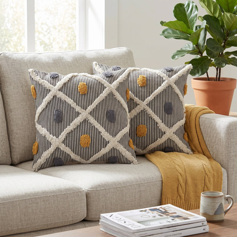 Luxe Textured Throw Pillow Set of 2