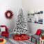 Sapin de Noël floqué avec lumières DEL-1796319353