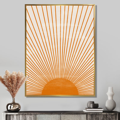 Soleil, art mural sur toile, impression graphique minimaliste orange - Orange Sun Print III