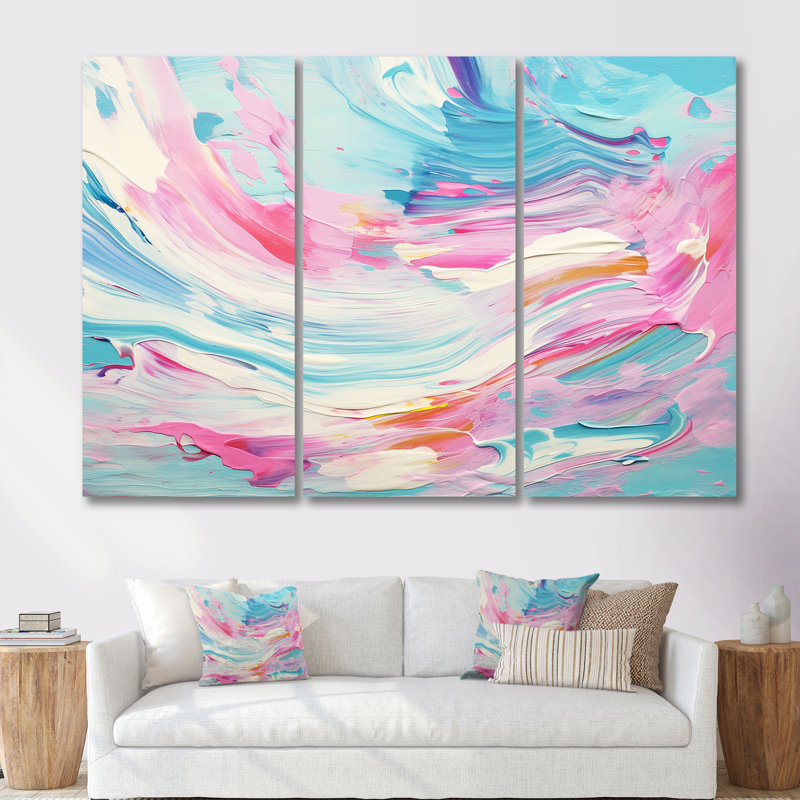 Daesha - Ensemble de salon mural abstrait, Toile tendue, H 32 po x l 48 po x P 1 po