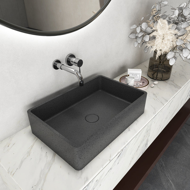 Lavabo de salle de bain vasque rectangulaire moderne en béton à motif