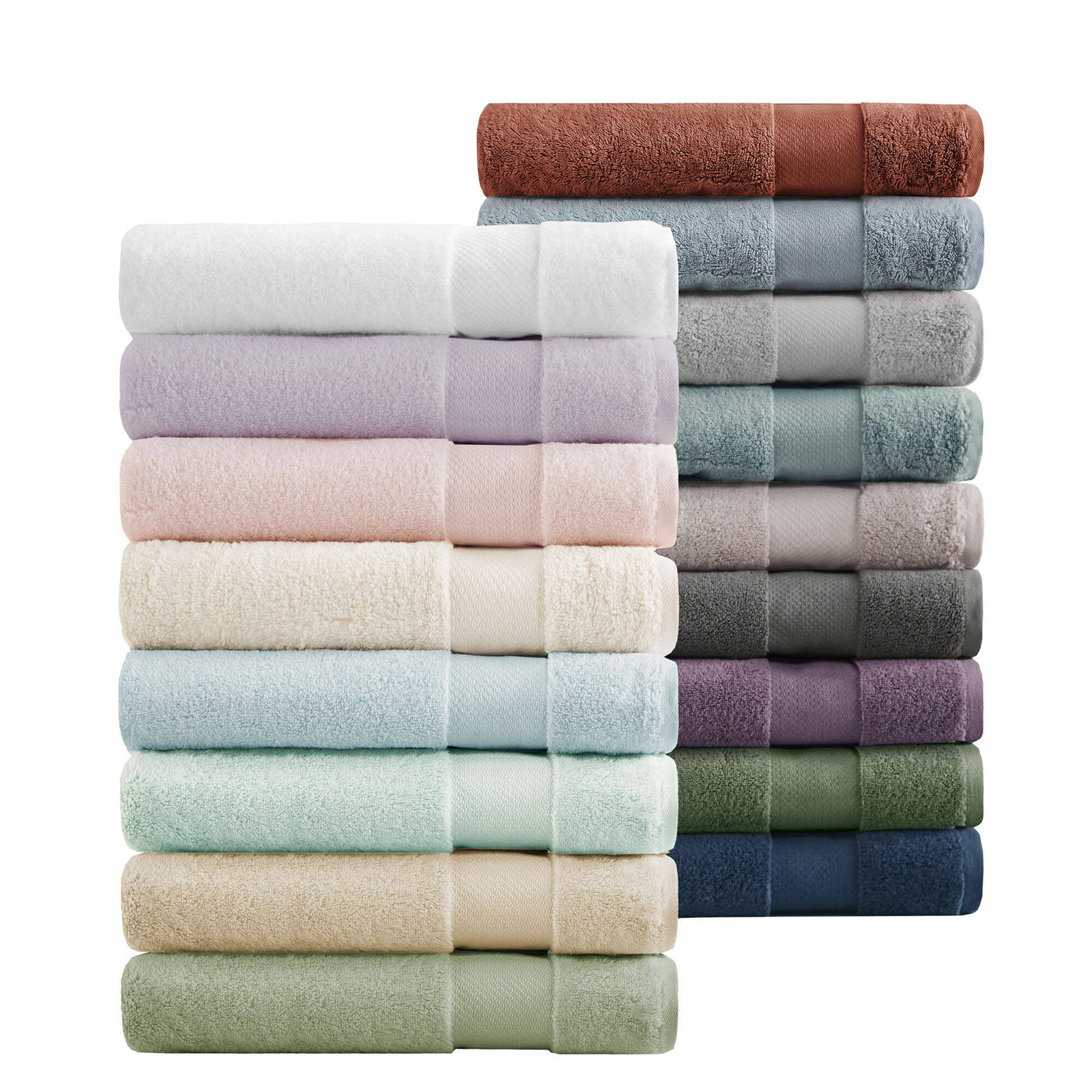 Turkish 100% Cotton Oversized Quick Dry Highly Absorbent Towel Set, Green, 6 Piece Towel Set