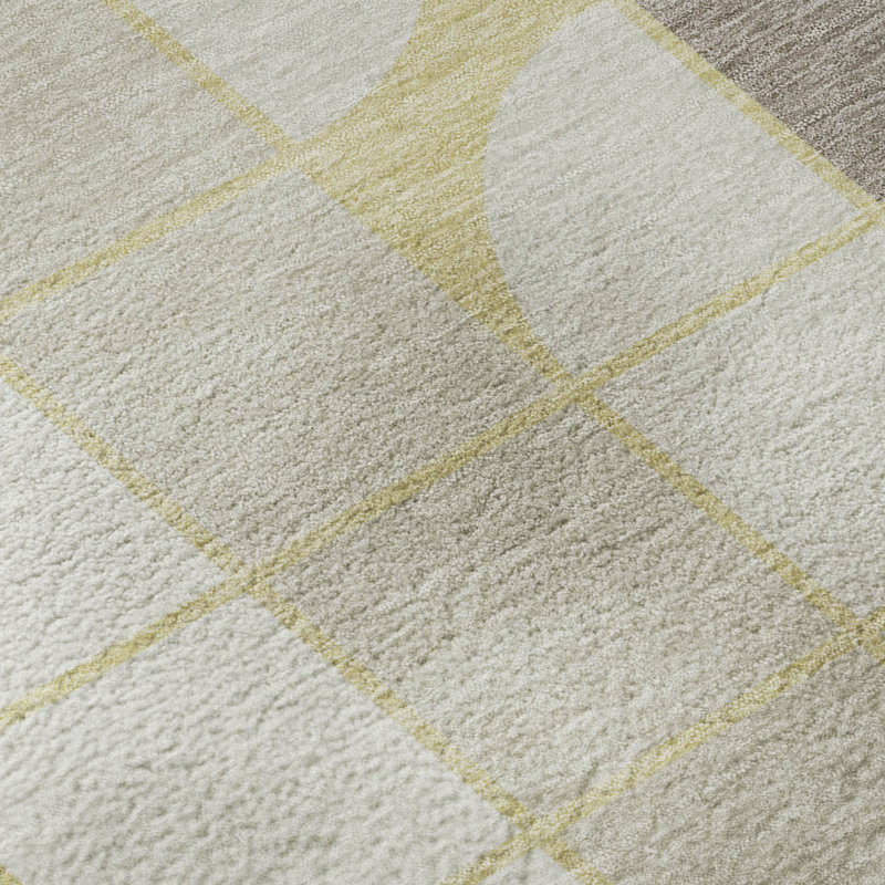 Premium Machine Washable Mayfield AMF2418 Geometric Rug, Wheat, 9' x 12'