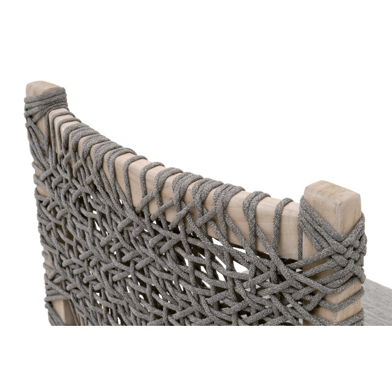 Dove Gray Teak and Rope Outdoor Counter Stool