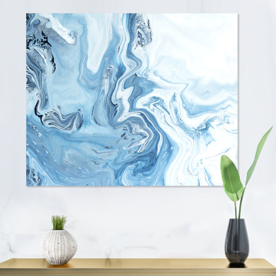 " White And Blue Marble Waves " Painting Print