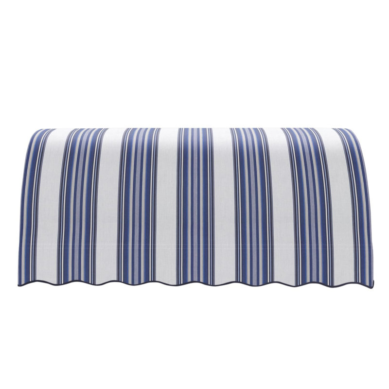 Awntech Savannah Acrylic Fabric Fixed Awning, Navy/Gray/White Multi, 44" H x 64.5" W x 36" D