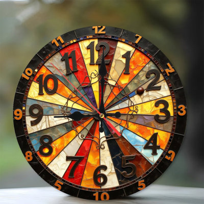 10'' Round MDF Wall Clock with Silent Quartz Movement and No-Drill Hanging Hook(AA Batteries Not Included)