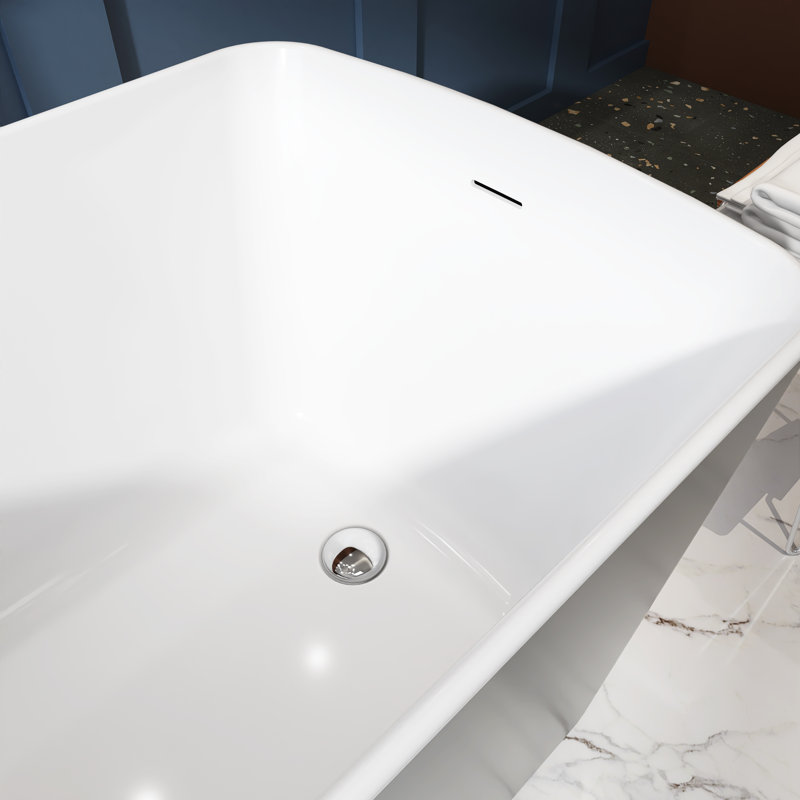 49'' Acrylic Freestanding Soaking Bathtub, Black