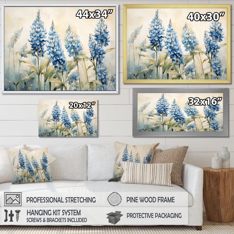 «Blue Bonnets Meadow Simplicity - Blue Bonnets Wall Art Living Room PT107193, H 30 po x l 40 po x P 1,5 po