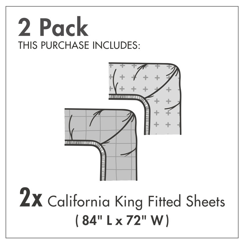 Ambesonne Science Fitted Sheet 2-Pack Cartoon Alphabet Queen Multicolor, California King Fitted Sheet