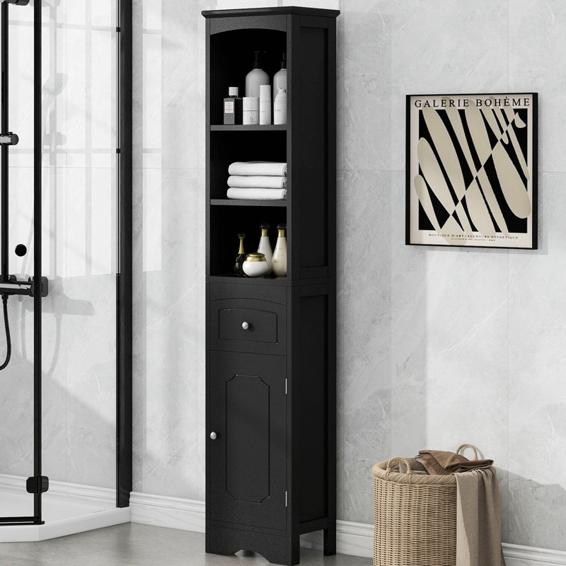 Tall Bathroom Cabinet, Freestanding Storage Cabinet With Drawer, Accent Cabinet, Black