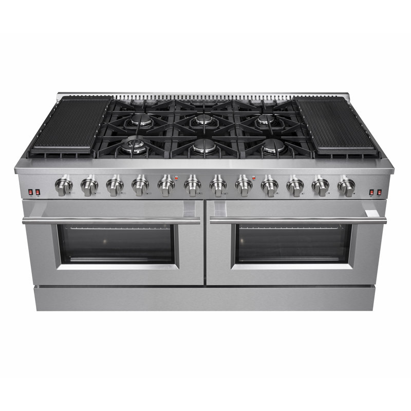 Cuisinière au gaz 60 pouces Galiano, 10 brûleurs, 8,64 pieds Fours à convection double