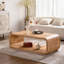 Table basse moderne en bois clair incurvé moderne avec cadre ouvert et rangement ouvert pour les salons contemporains