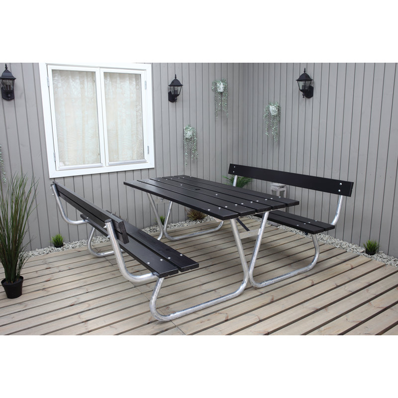 Berdeja Rectangular Outdoor Dining Table , 444.5cm cm W 566.42cm cm D, Black