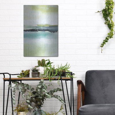 «Sea Green Layers 4» par Annie Warren, art mural en métal, 12 po x 16 po