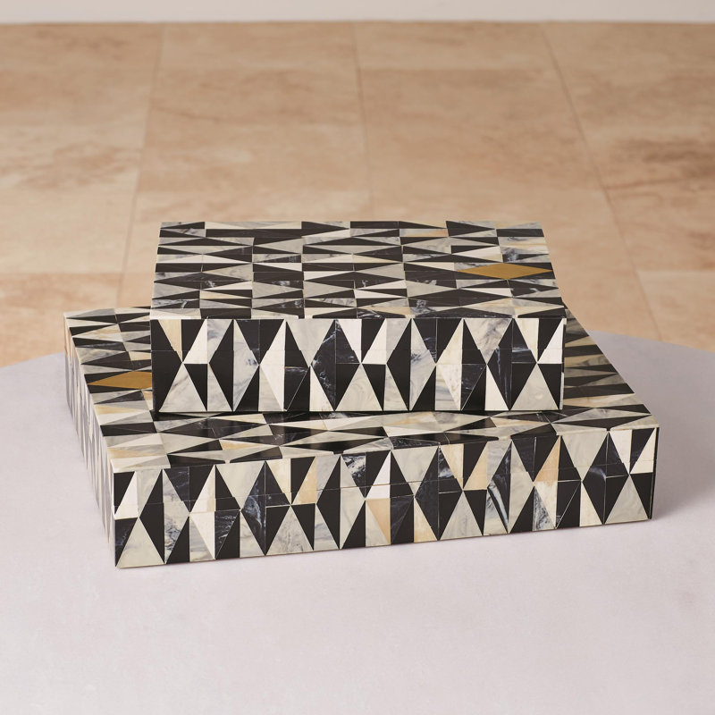 Brass Diamond Box, 3" H x 12" W x 8" D