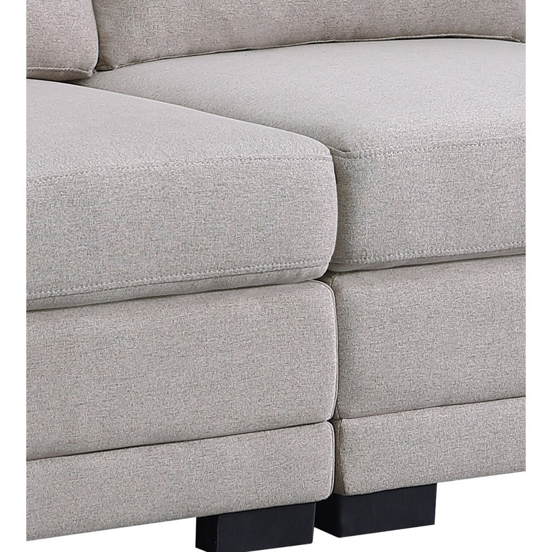 2 repose-pieds inclus, canapé modulaire en lin gris de 121,5 po pour la détente, réversible avec repose-pieds,