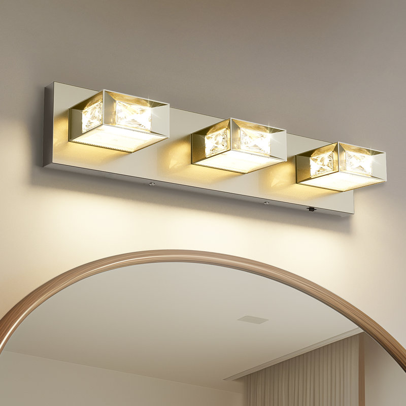Éclairage de meuble-lavabo à intensité variable avec interrupteur réglable 5-CCT, Nickel brossé, 3 lumières