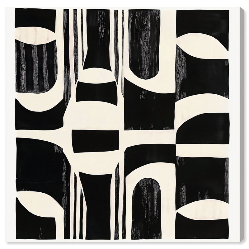 Noir Patterns Black and White Abstract Canvas Art, 13" x 13"