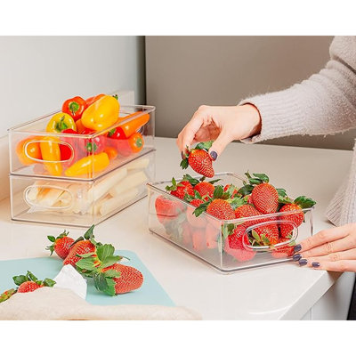 Bacs d'organisation et de rangement pour garde-manger en plastique Clearespace - parfaits pour les organisateurs de cuisine / réfrigérateur / réfrigérateur / armoire - paquet de 6