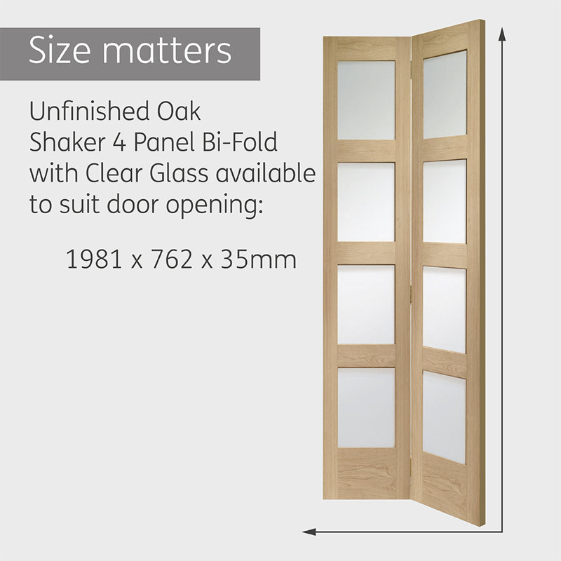 Internal Glazed Oak Shaker Bi-Fold