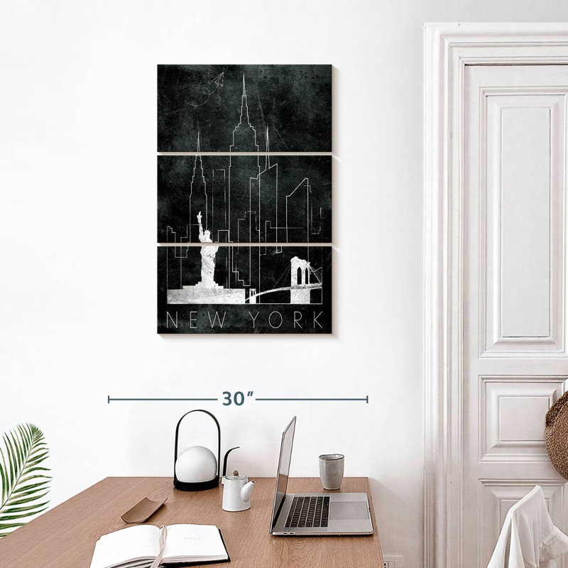 Sireci Linear NYC Skyline, 32" H x 20" W