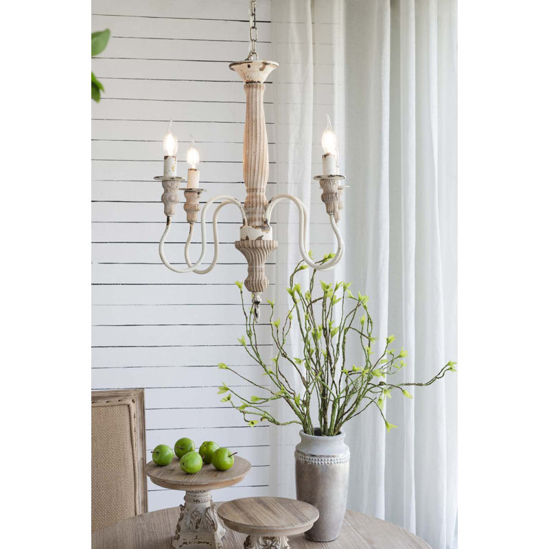 Lustre en bois à 4 lumières, luminaire suspendu avec chaîne réglable pour le vestibule de la salle à manger de la cuisine, ampoule non incluse