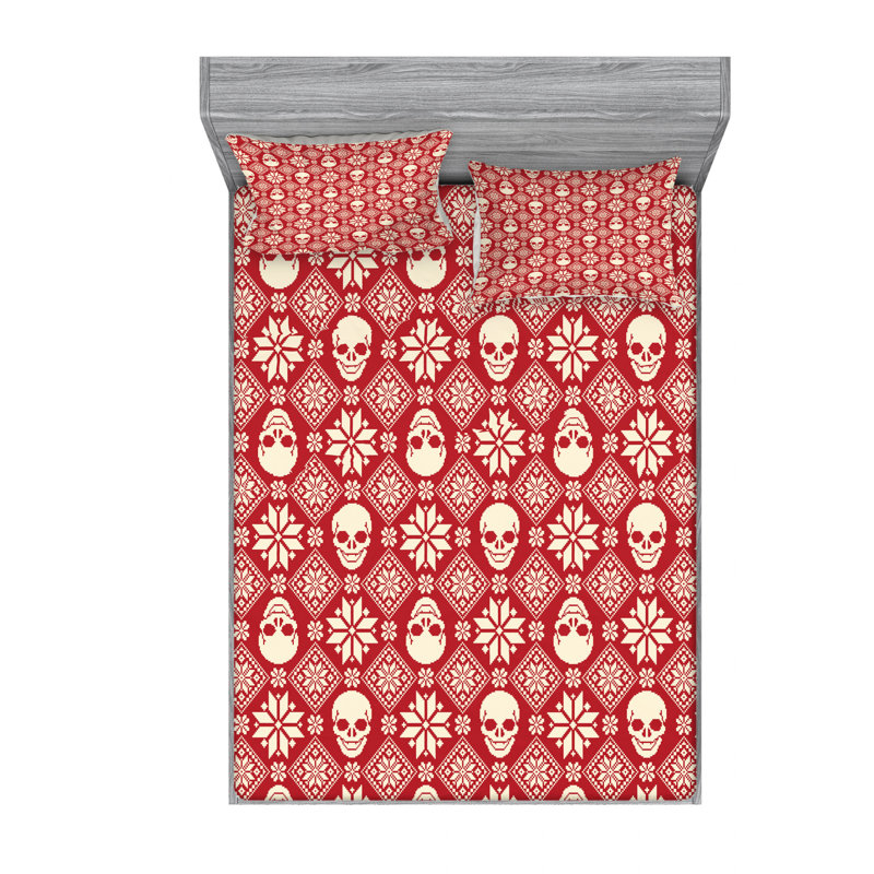 Nordic Microfiber Geometric Sheet Set, Full/Double Sheet Set+Fitted Sheet+2 Pillowcases
