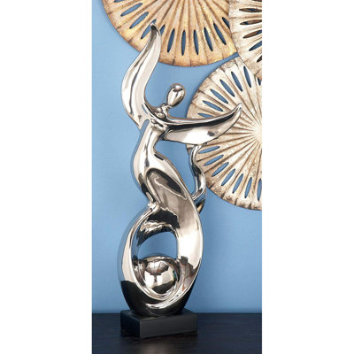 Krieger Ceramic Dancing People Decorative Silver Sculpture