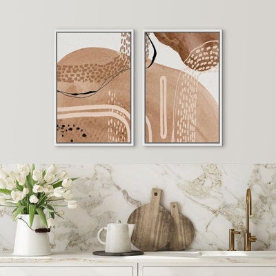 «Organic Abstracts Beige Abstracts with Modern Flair», art mural moderne, œuvre d'art, nature nordique, 2 pièces