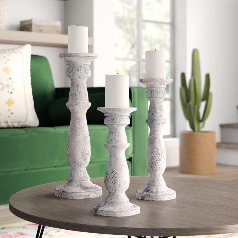Ensemble de chandeliers de table en bois 3 pièces