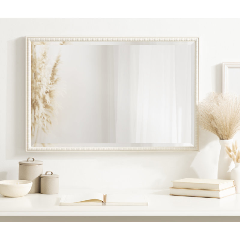 Chayanna Beaded Rectangle Bathroom Wall Mirror, Soft White, 30" x 20"