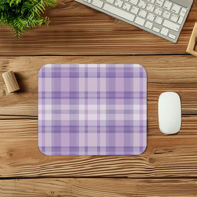 Purple Plaid Pattern XII Modern Gaming Cute Office Laptop Desk Pad Gift Mat Square Rectangle Non-Slip Mousepad