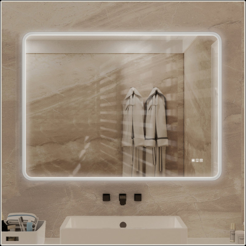 Miroir de salle de bain rectangulaire à DEL, 48" x 36"