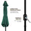 Parasol de marché 9 pi avec bouton-poussoir inclinable et manivelle, vert foncé-410976606